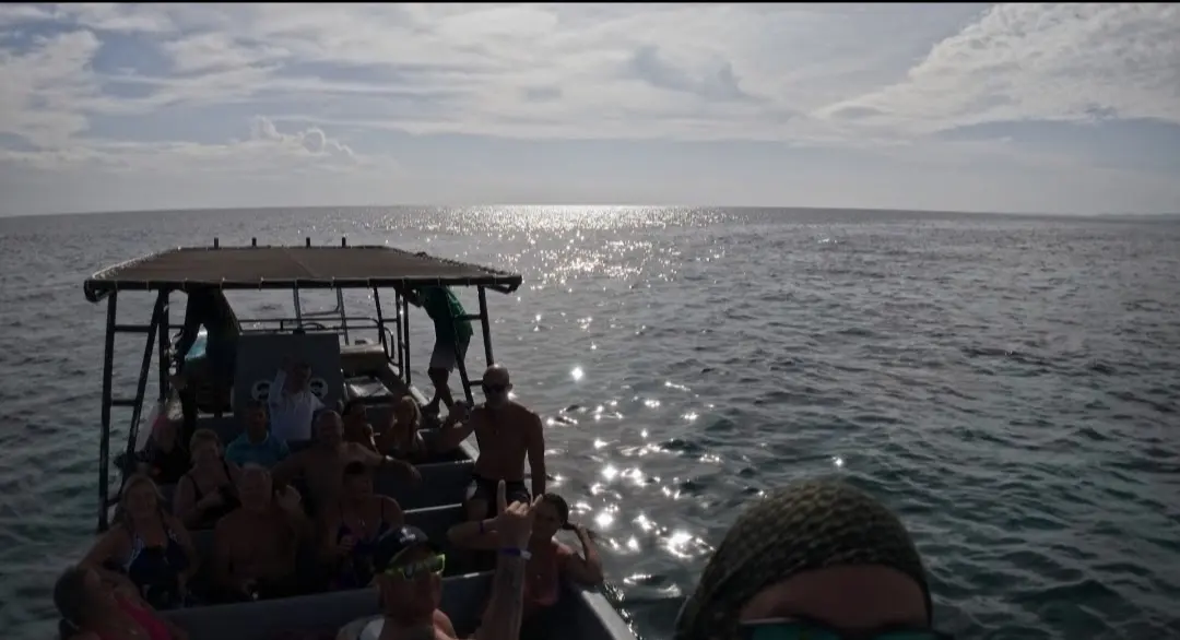 Sortie en bateau sous la toile vers le large, reflets argentés sur la mer au soleil couchant